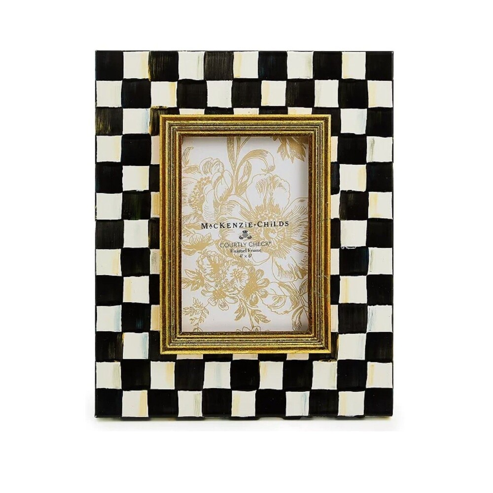 Mackenzie Childs COURTLY CHECK 4x6 ENAMEL Picture FRAME NEW IN BOX